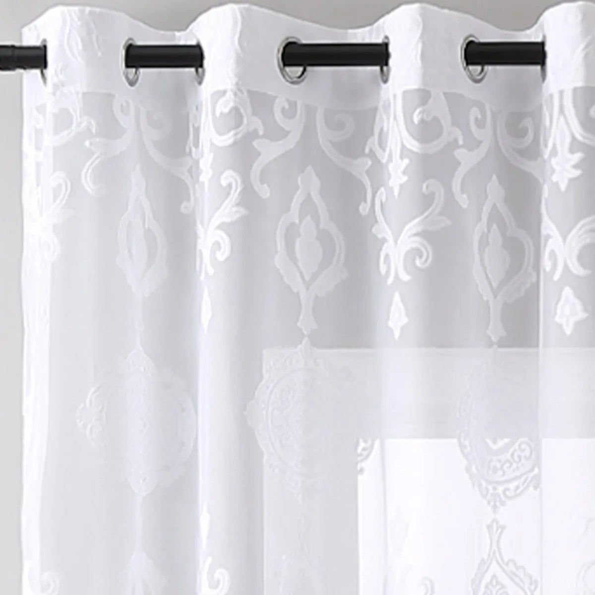 rideaux blancs motifs floraux deux panneaux polyester classique translucides øellets inclusion chambre salon