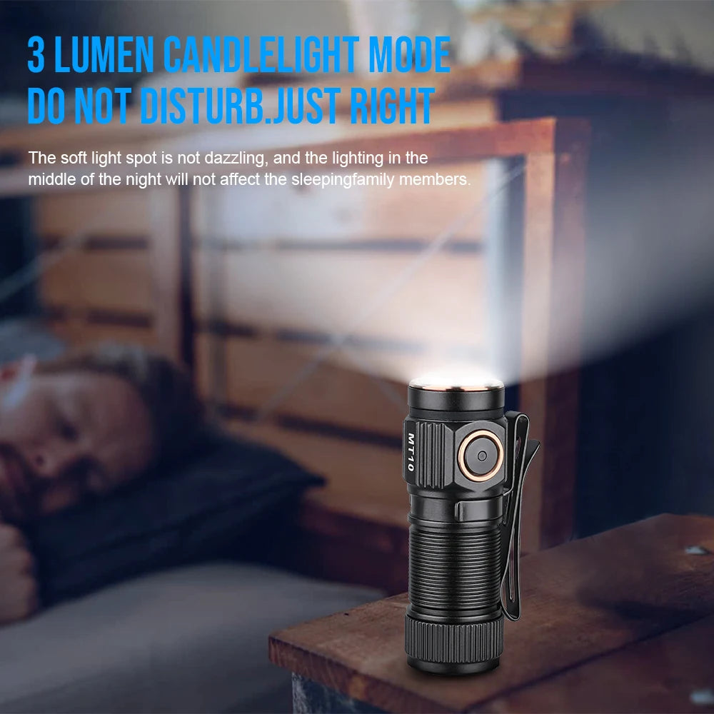 lampe torche led rechargeable noir cuivre texturée clip aimantée compacte moderne 62mm 46g
