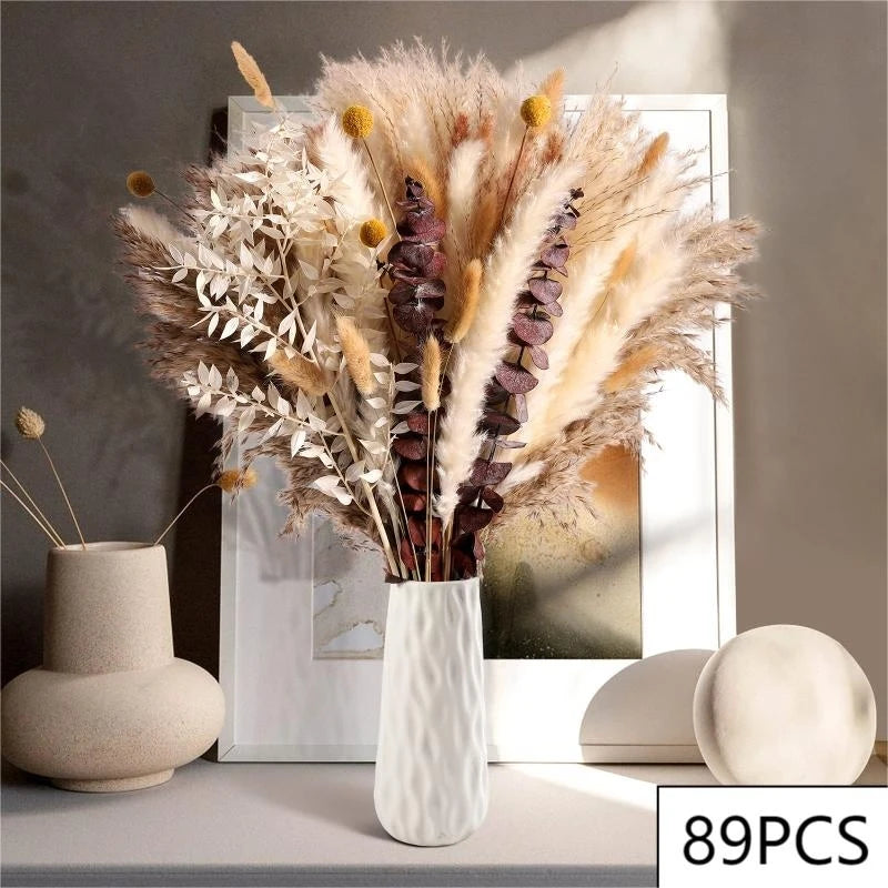 bouquet fleurs séchées boho chic herbe pampas décor table maison anniversaire mariage rustic