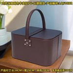 boîte maquillage simili cuir rouge marron noir bleu classique poignée portable organisateur utilitaire