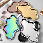plateau métal argent rose gold or organisation bijoux moderne élégant noir vert iridescent