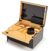 Boîte de rangement en bambou vintage avec plateau roulant pour bureau et maison - Organisation élégante