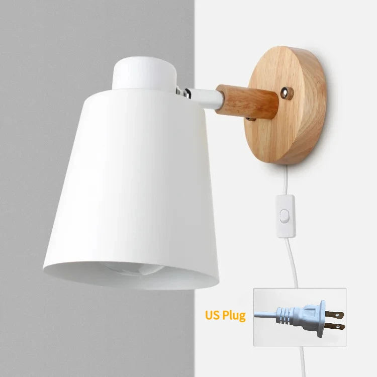 lampe murale moderne gris noir vert jaune blanc conique mate câble électrique prise interrupteur