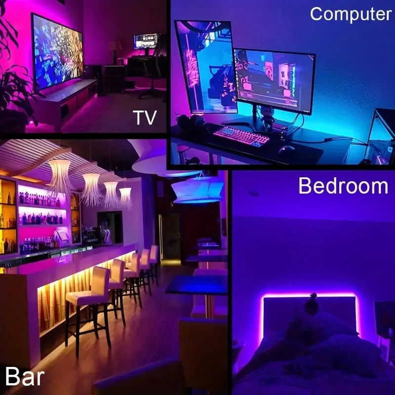 ruban led multicolore adhésif synchronisation musicale télécommande application moderne chambre