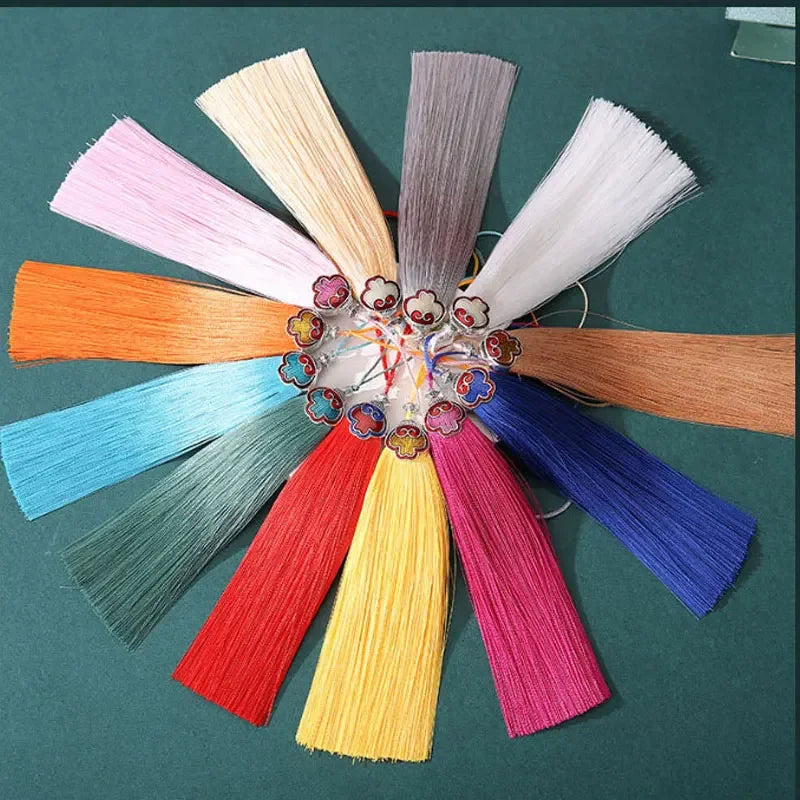 pompon polyester 13cm 23cm anneau métallique multicolore franges décoratif artisanat vêtement textile maison
