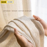 rideau tissu coton lin crème plissé fixe japonais minimaliste semi transparent chambre salon