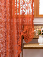 rideau fleuri orange transparent classique décoration intérieure maison hospitalière polyester