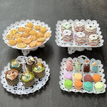 support desserts tour dentelle blanc classique macarons gâteaux fruits assiettes
