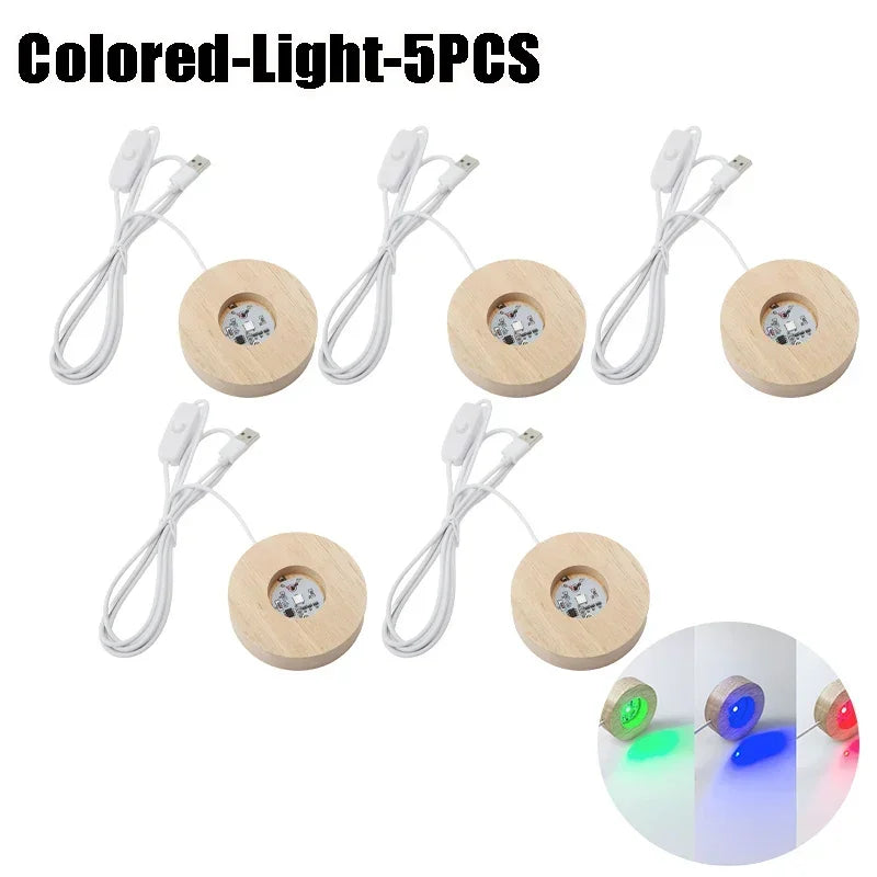 lampe led base bois texture moderne câble usb interrupteur multicolore
