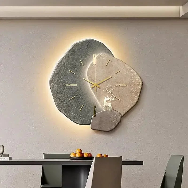 horloge murale moderne cristal gris doré minimaliste aiguilles cadran lumineux 40cm 50cm 60cm