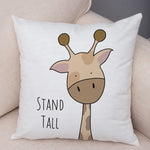taies d'oreiller animaux girafe lion hippopotame cartoon couleurs positives be brave be unique