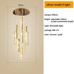 suspension lumineuse contemporaine or argent texture brillante élégante chambre salle bain led