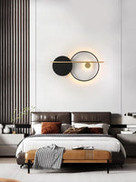 lampe murale moderne minimaliste noir blanc doré géométrique fixée mur sphères cercles barre translucide