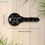 porte clés mural moderne motif bienvenue accrochage couleurs noir blanc texture bois