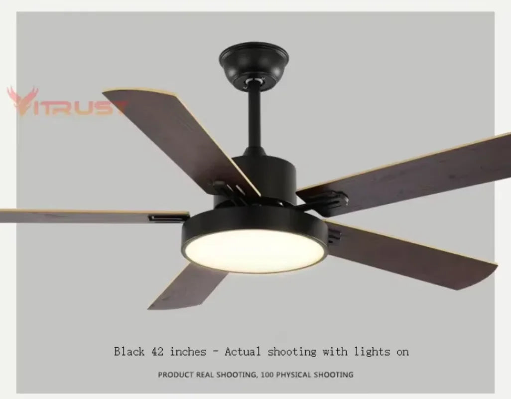 ventilateur lampe led blanc bois moderne télécommande 42 pouces minimalisteintérieur