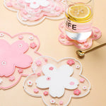 coasters polyester transparents fleurs roses blanches modernes antidérapants cuisine décoration