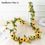 décoration maison guirlande fleurs tournesol artificielles jaunes vertes mariage anniversaireintérieur