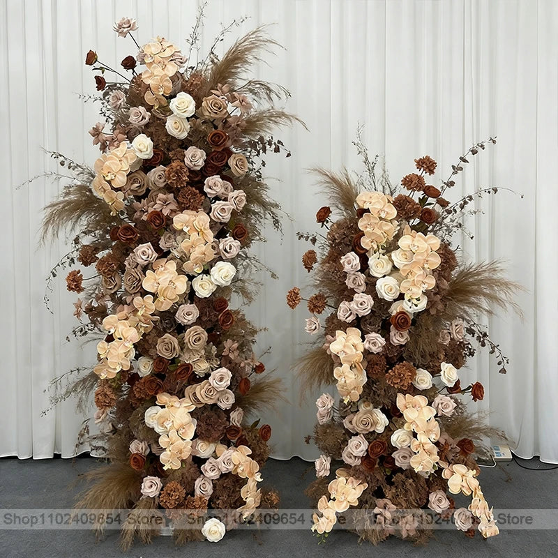 arche décorative rustique fleurs artificielles feuilles séchées mariage anniversaire baby shower extérieur blanc beige