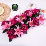 décoration intérieure bouquet artificiel fleurs lys roses moderne clips métalliques bleu rose violet vert