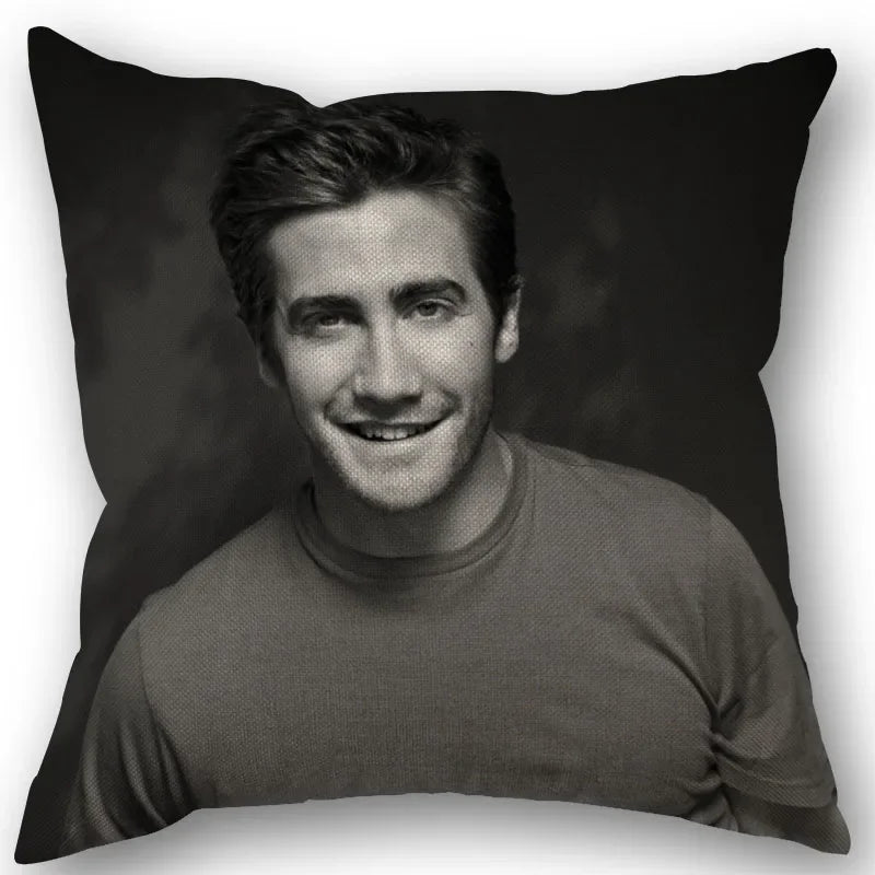 taies d'oreiller coton lin motif jake gyllenhaal moderne bleu marine imprimé décoration maison washable