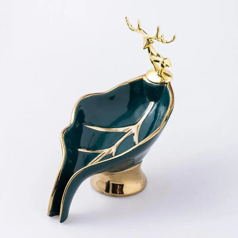 porte savon céramique feuille blanche verte or moderne élégant récipient décoration salle bain