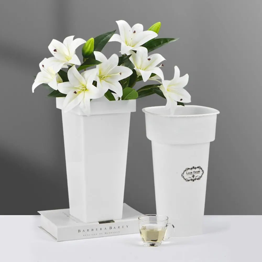cache pot moderne plastique blanc noir gris adhésif fleur verte intérieur extérieur