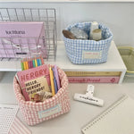paniers rangement carreaux blancs moderne rose bleu vert jaune clair imperméable tissu coton polyester