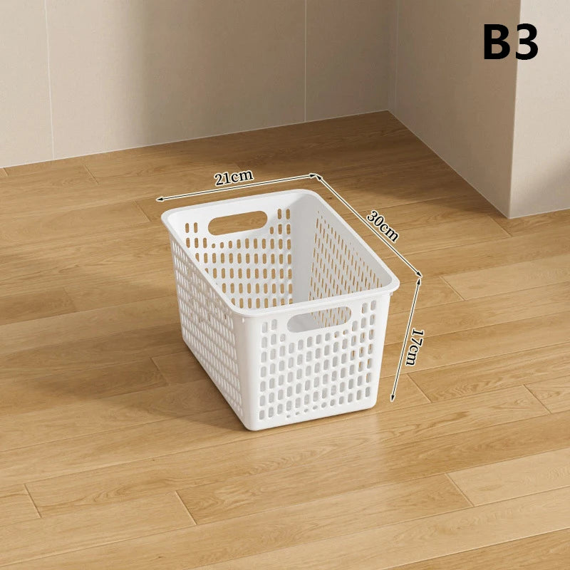 panier rangement perforé moderne poignées réutilisable articles divers boîte plastique beige clair