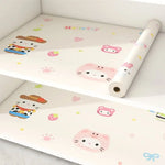 tapis protection meubles hello kitty dessins coeurs étoiles gâteaux adhésif beige clair 300x45cm résistant