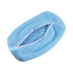 sac lavage chaussures réutilisable coton texture côtelée jaune bleu transparent fermeture éclair anse pratique