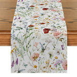 chinois table runner fleurs peinture aquarelle polyestere maison violet blanc bleu