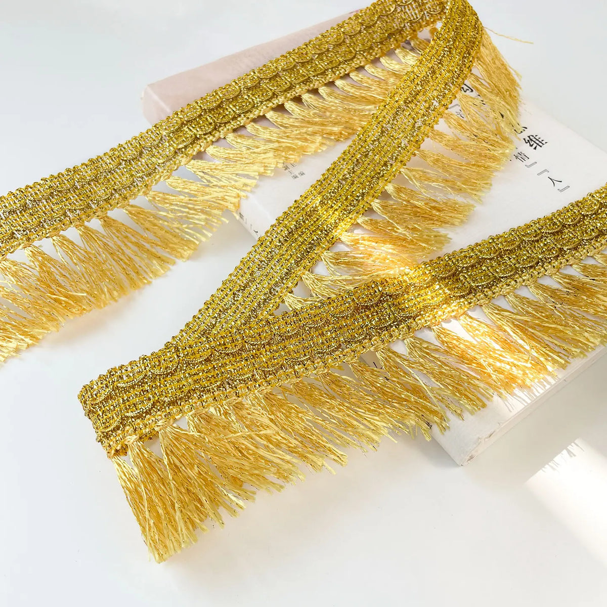 ruban franges dorées 4cm 45mm 65mm polyester textile maison rideau décoratif classique élégant