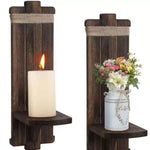 support mural décoratif bois rustique finition naturelle rustique moderne fixation murale bougie plante vase