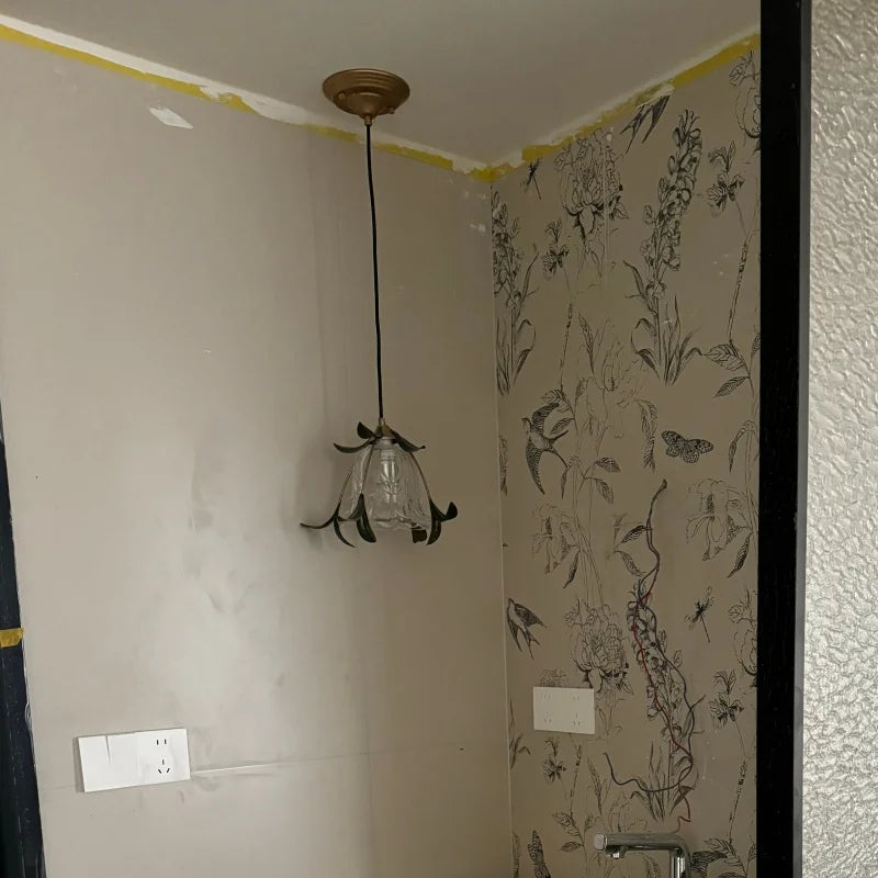 suspension lumineuse led transparente fleurs stylisées moderne vintage chambre restaurant