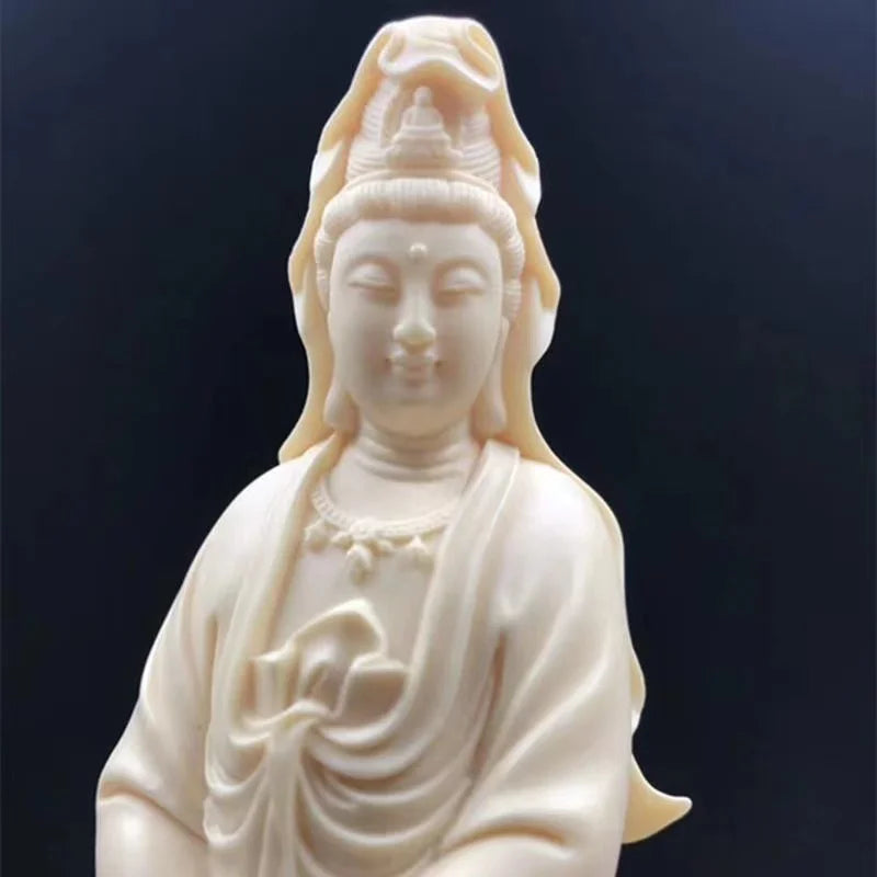 statue guanyin bodhisattva résine blanche feng shui décoration intérieure lotus 12cm haute qualité chambre