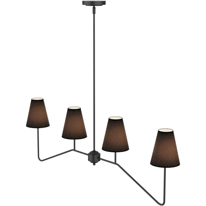 Suspension lumineuse moderne tissu noir blanc abat jour simple minimaliste