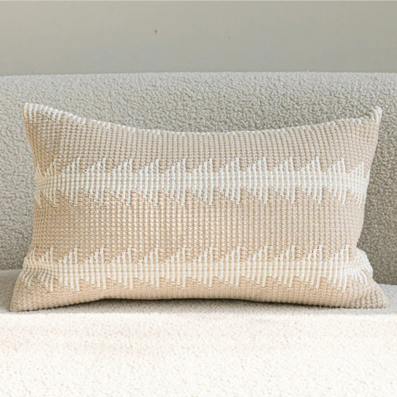 housse coussin rectangulaire polyester motif géométrique nordique décoration maison contemporaine fixations tringles voiture