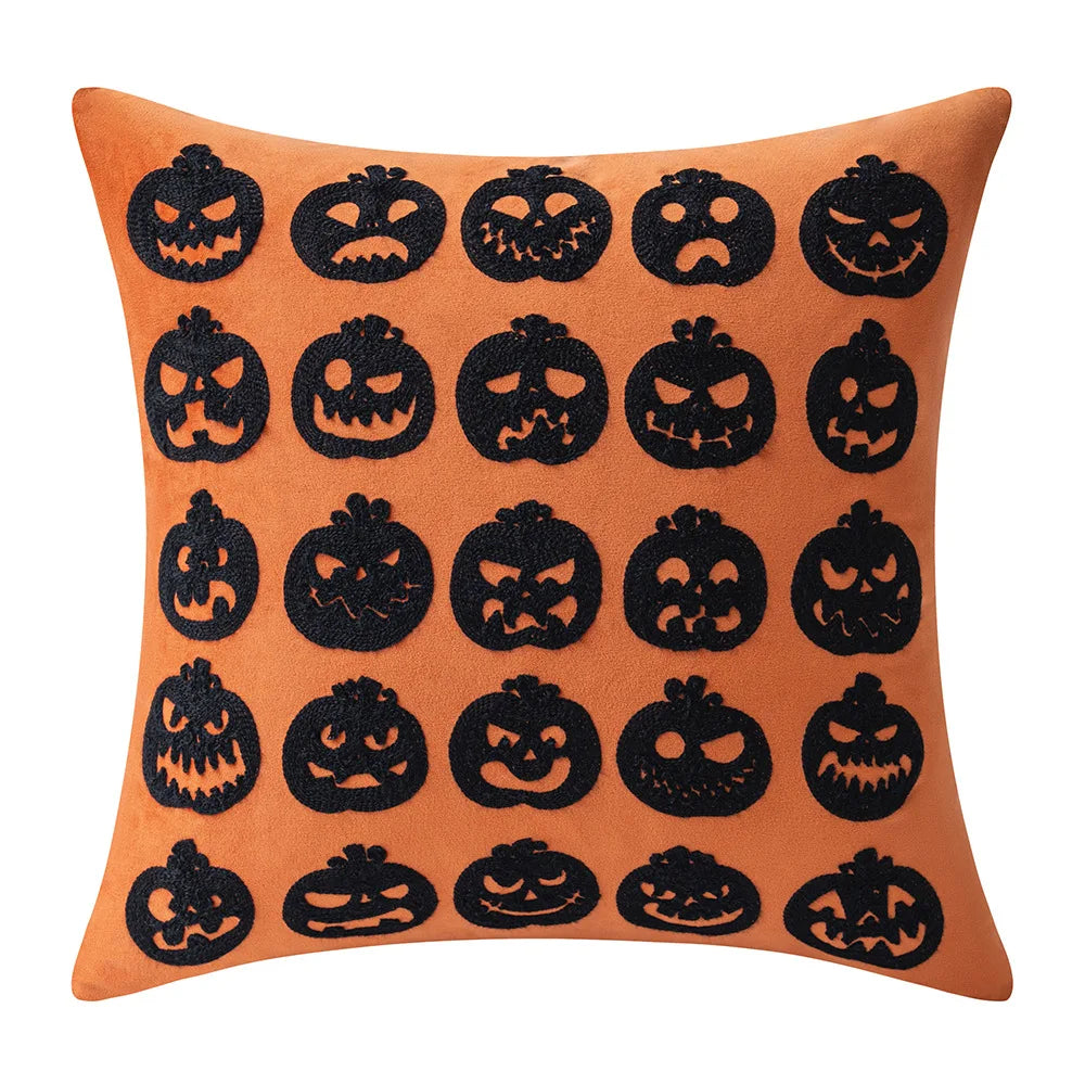 taies d'oreiller halloween orange citrouille araignée deco sofa lit polyester respectueux environnement non toxique