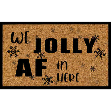 tapis d'entrée antidérapant marron clair lettres noires flocons neige moderne adhésif
