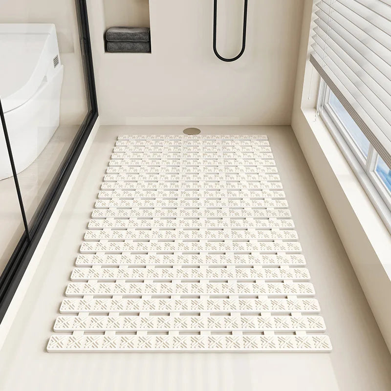 tapis bain moderne rose gris bleu beige blanc rectangles géométriques relief salle bain