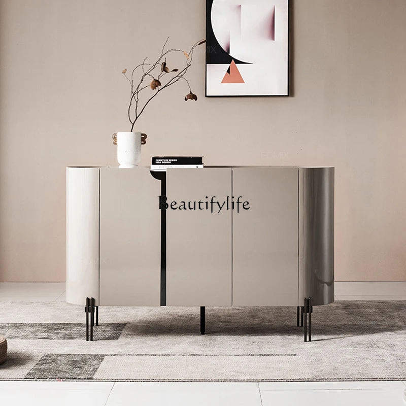 meuble d'appoint moderne blanc marbre pieds métal noir tasse livre vase plante abstraite
