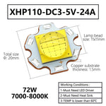 led xhp70 xhp90 xhp110 18w 24w 45w 72w cool white 7000k 8000k 50000h luminosité