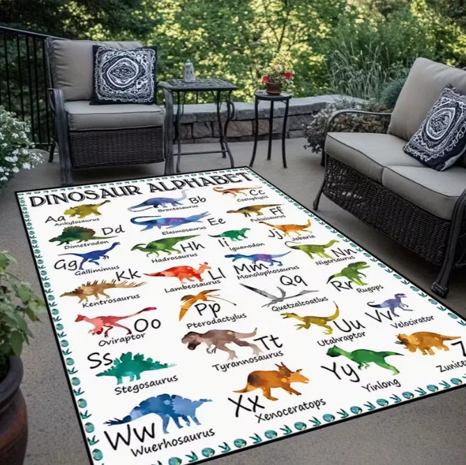 tapis salon chambre enfant motif dinosaure jungle coloré décoratif moderne pièce vie