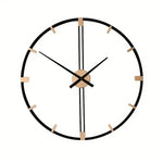 horloge murale moderne 60cm cadre noir transparent aiguilles numéros dorés quartz métal