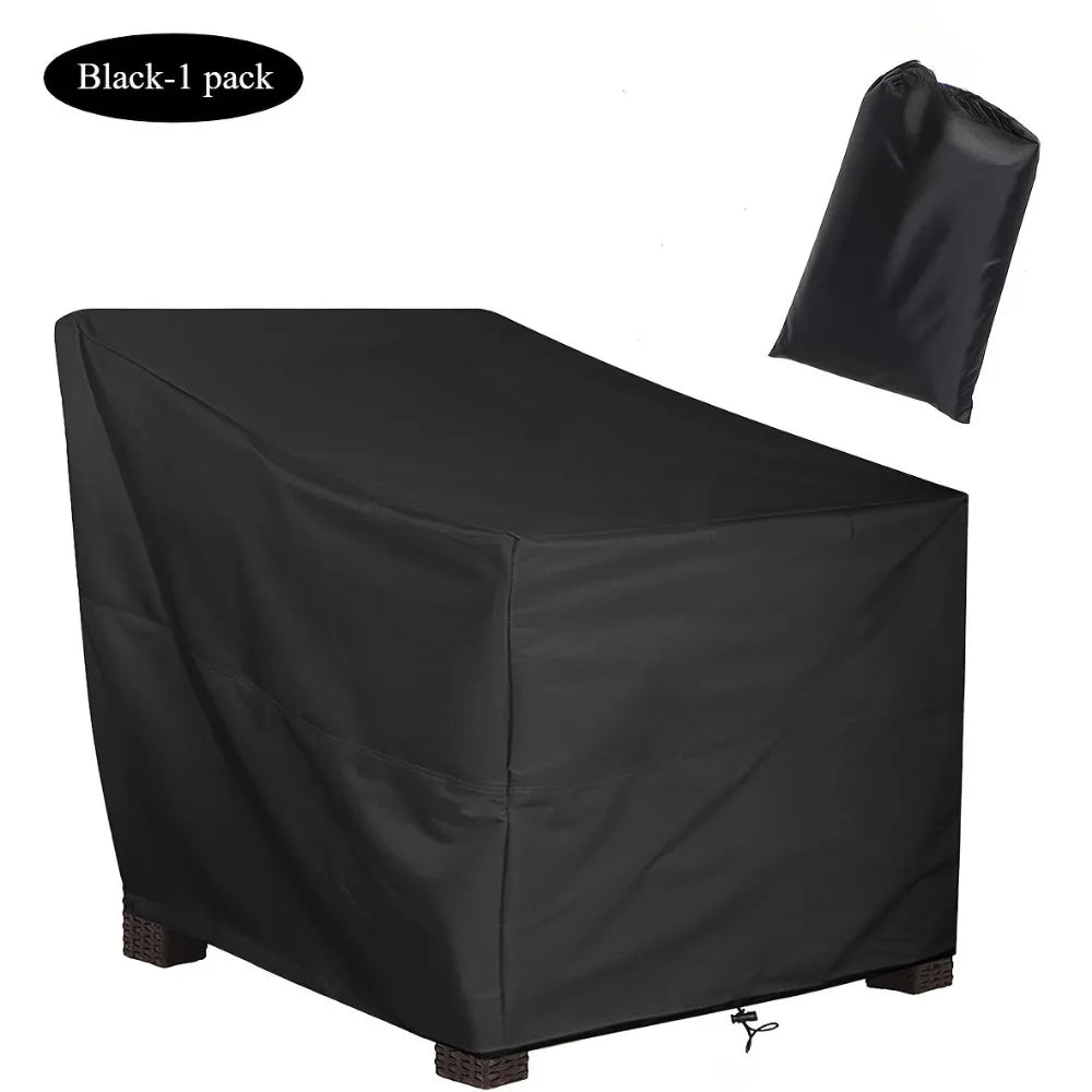 housse protection meuble extérieur noir durable imperméable chaise fauteuil plage moderne fixe cord lock