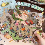 autocollants murals multicolores cartoon mignons détaillés personnages animaux meubles plantes