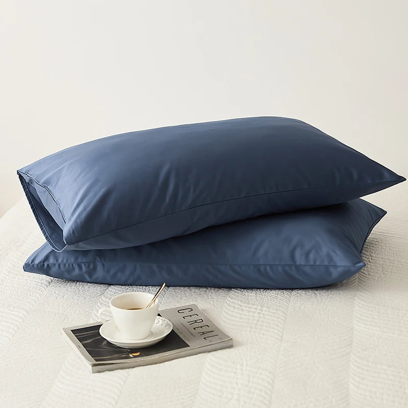 taies d'oreiller coton égyptien gris uni haute qualité maison 48x74cm respectueux environnement