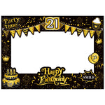 cadre photo noir doré guirlandes happy birthday party time smile festive