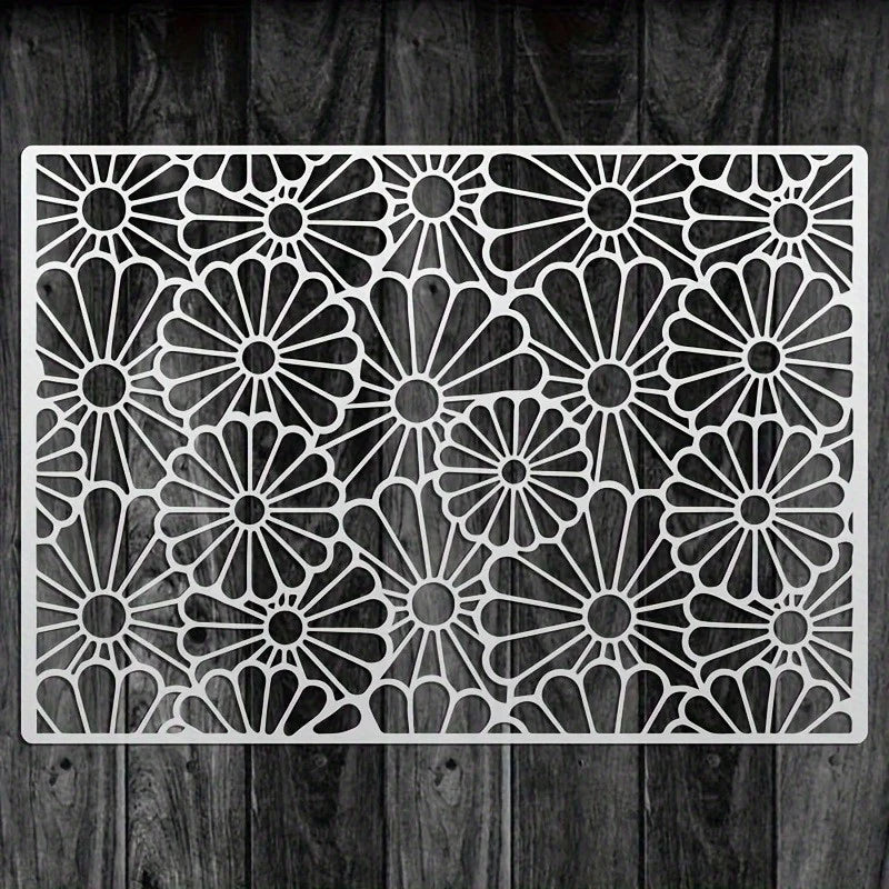 pochoirs stencil fleurs stylisées blanc artisanal decoratif peinture murale scrapbooking coloriage gaufrage album cartes
