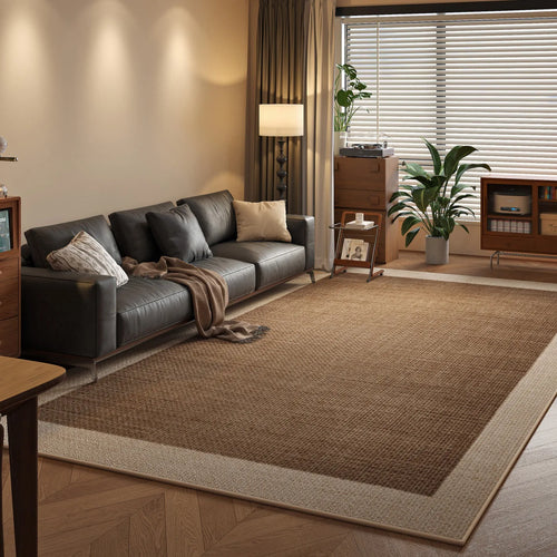tapis salon moderne marron beige texture tissée rectangulaire antidérapant décoration maison intérieur minimaliste